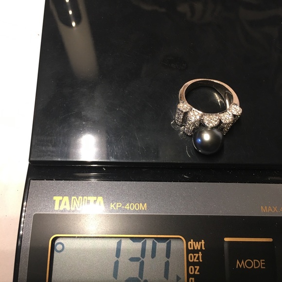 18K gold Tahitian pearl diamonds ring - Picture 5 of 5